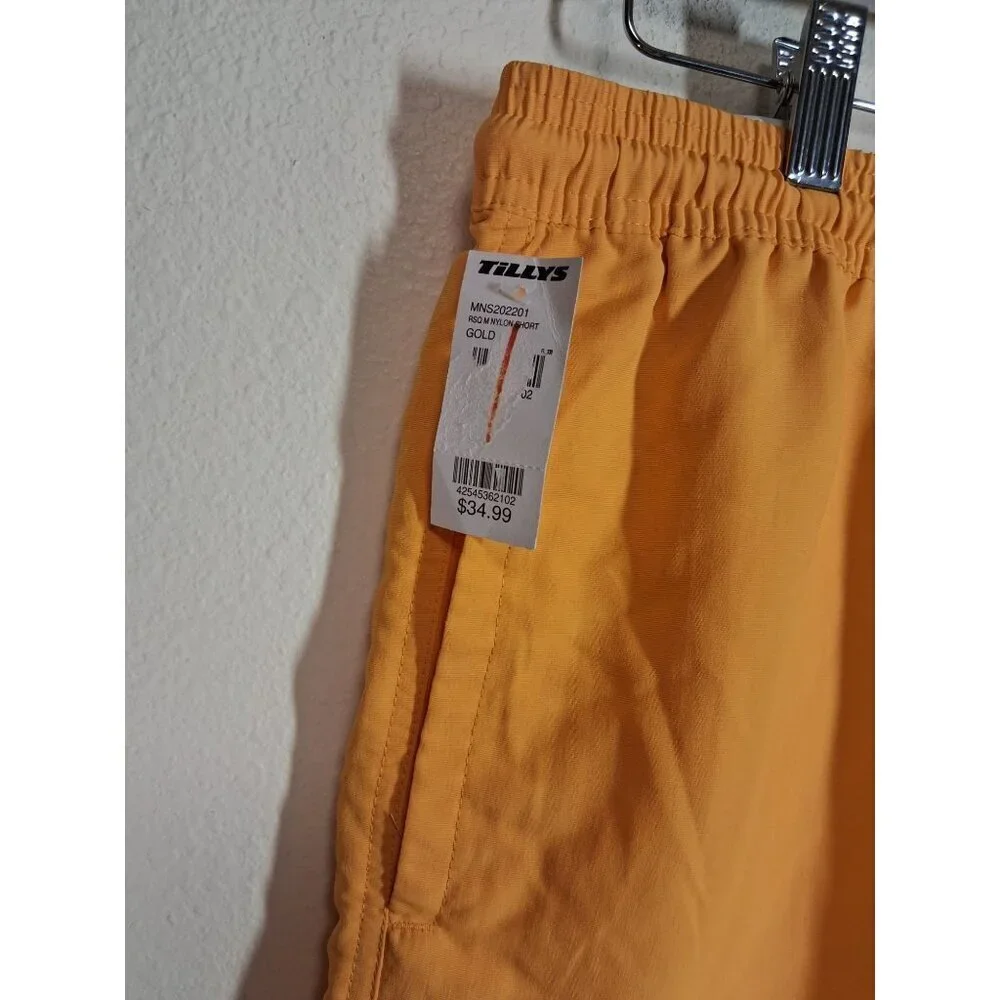 NWT RSQ Nylon Shorts Casual Summer Men's Size Small Yellow Gold